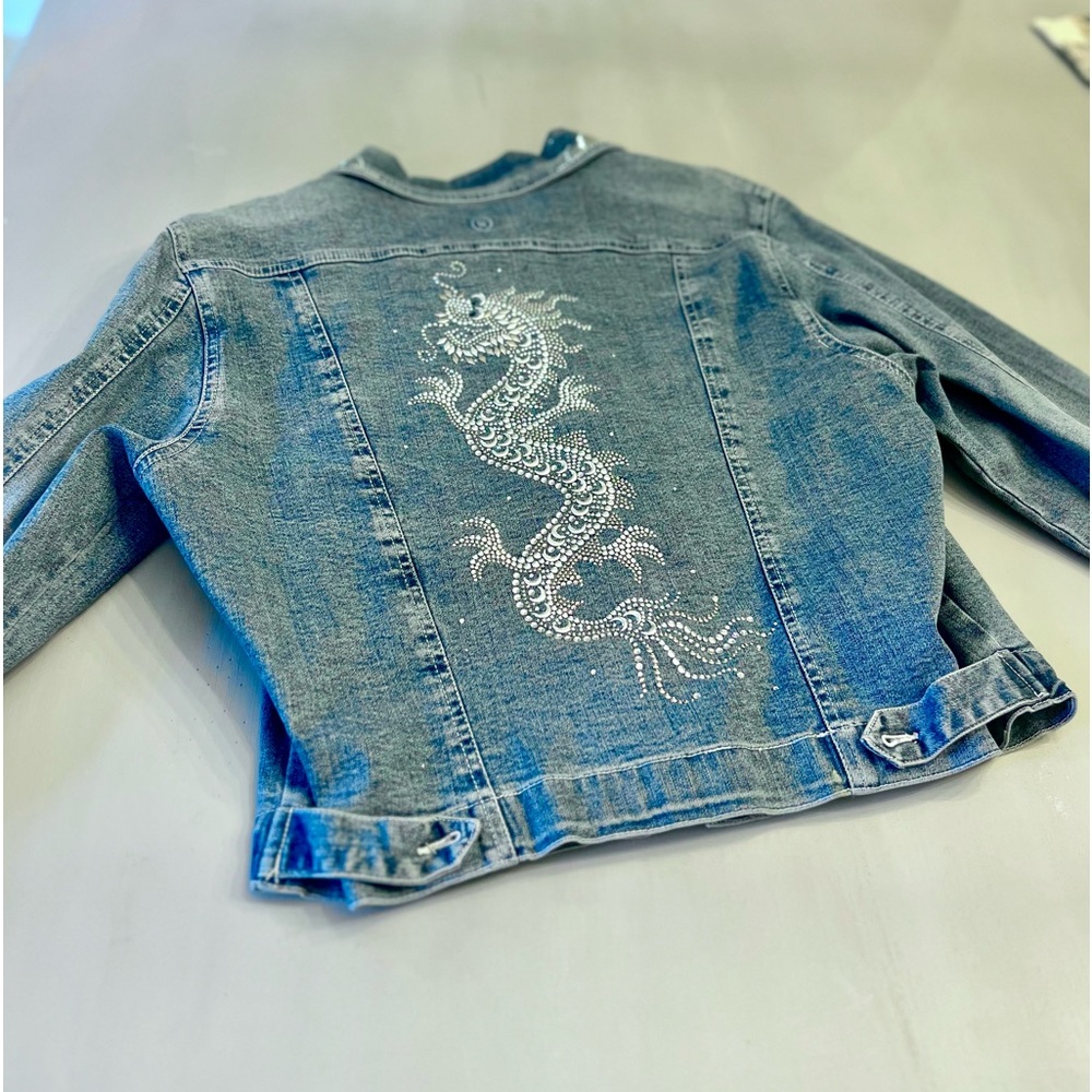 Vintage Christine Alexander Denim Dragon Jacket Size M
